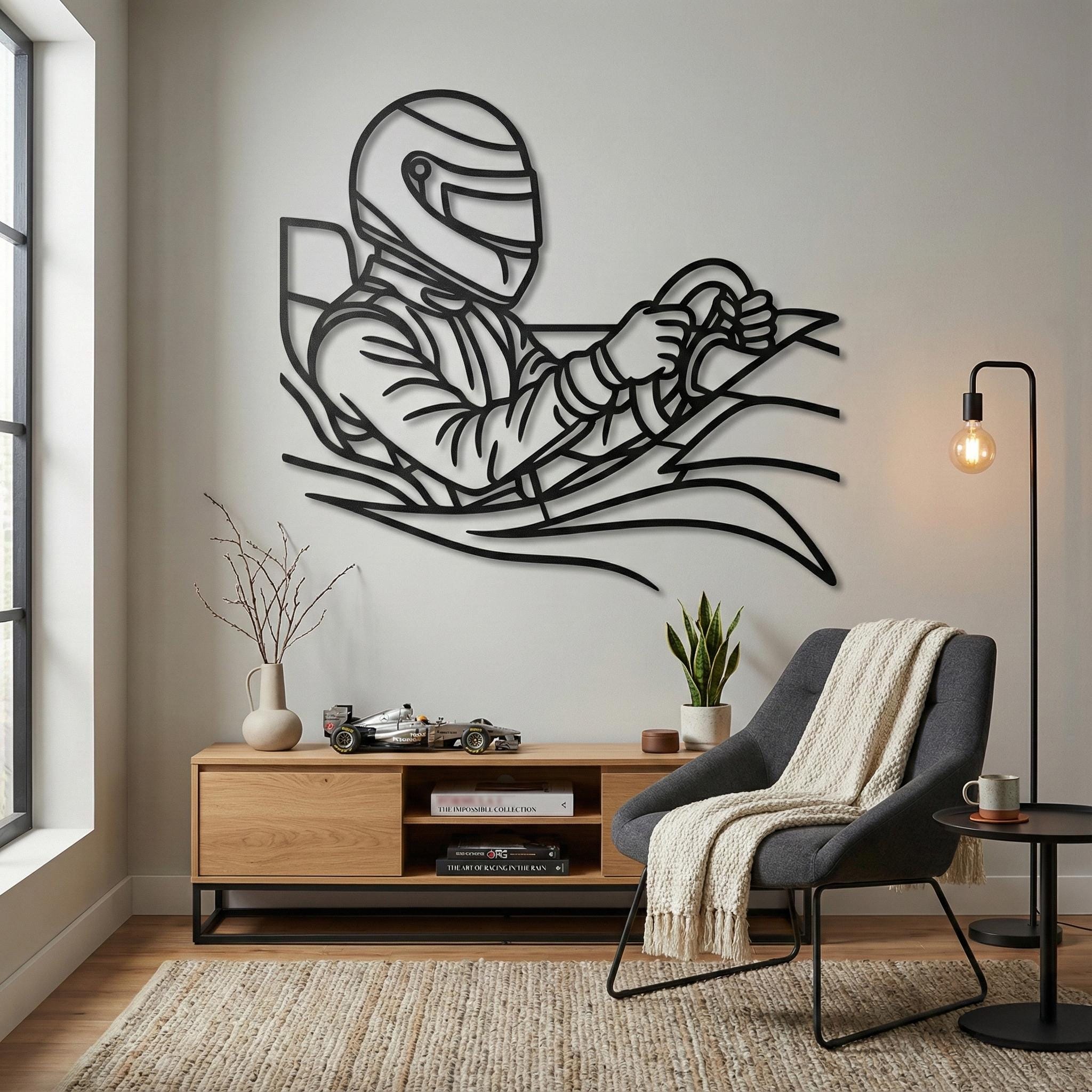 Custom Racing Car Metal Wall Art, Personalized Formula Style Silhouette, High Speed Motorsport Decor, Sim Racing Setup, Gift for Teen Boy image 1