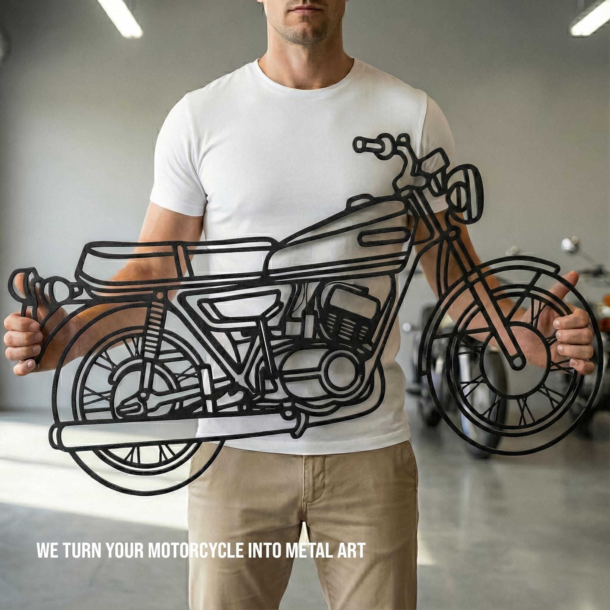 Personalized Motorcycle Metal Wall Art from Photo , Custom Biker Garage Sign, Motorbike Portrait Gift, Rider Decor for Dad image 1