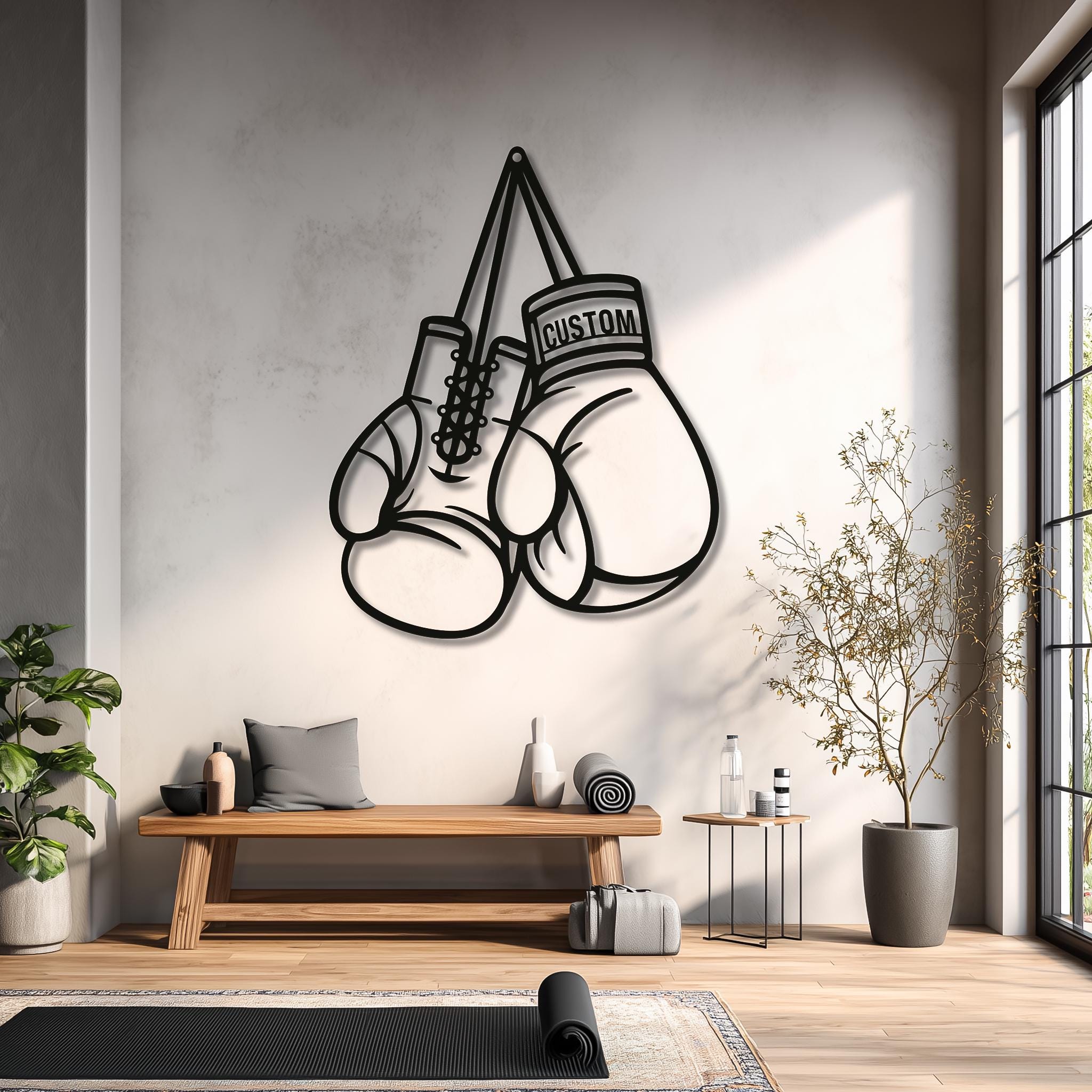 Boxing Gloves Metal Wall Art, Home Gym Sign, Fighter Coach Gift, Kickboxing Room Decor image 3