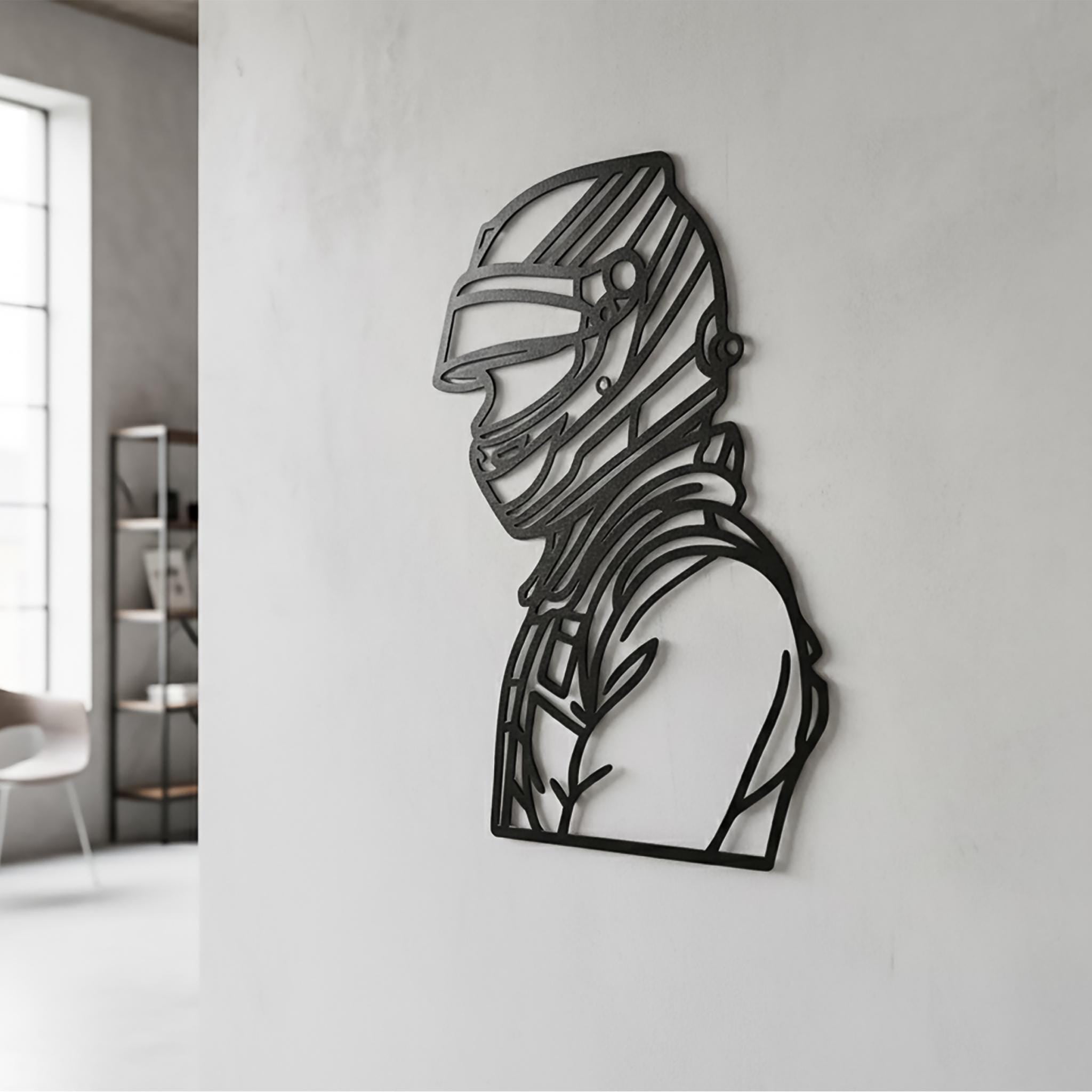 Cozy living room featuring open-wheel racing wall art made from CNC cut steel. Great race lover gift idea and racing home decor statement piece.