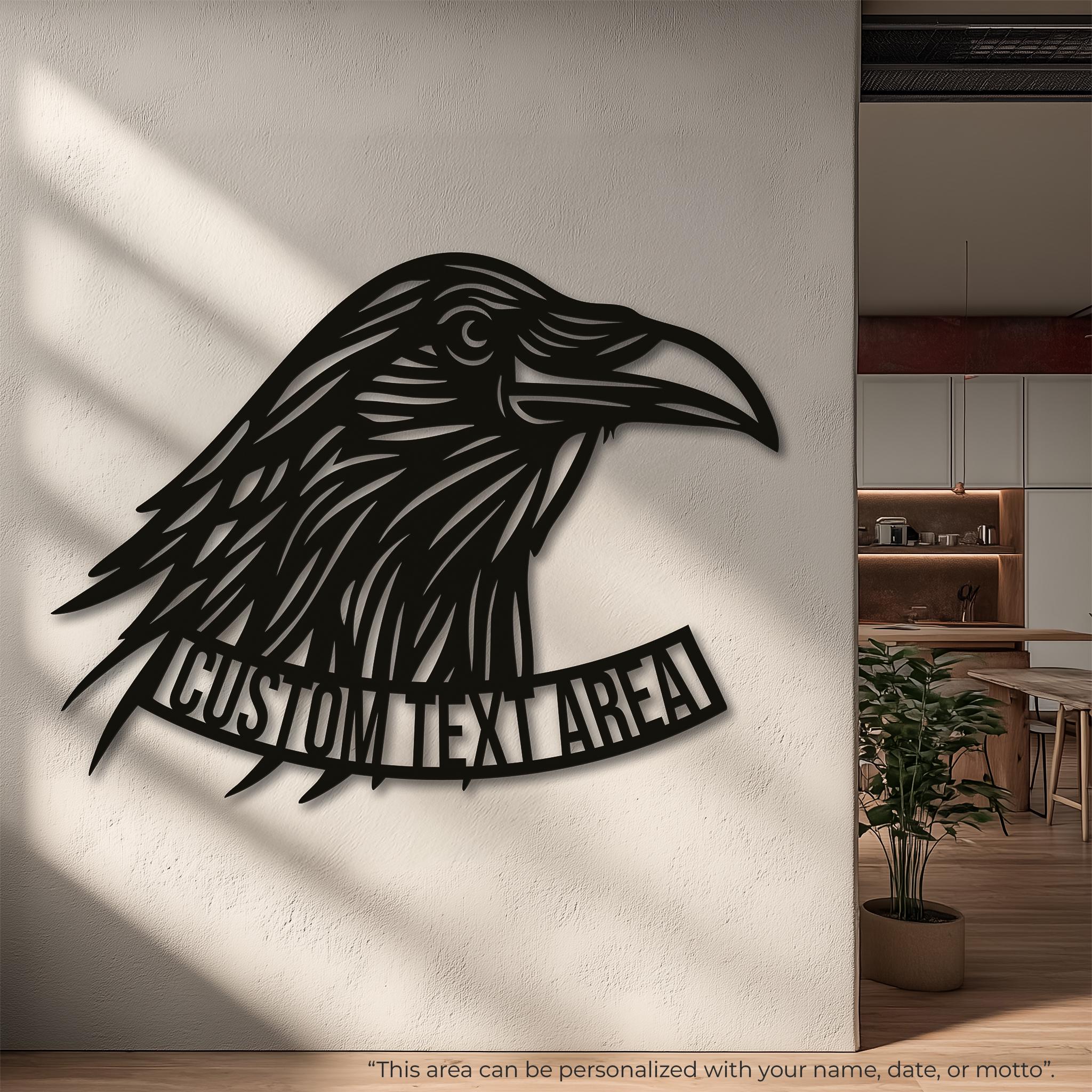 Raven Wall Art, Personalized Gothic Metal Bird Sign, Dark Academia Decor, Witchy Room Gift image 3