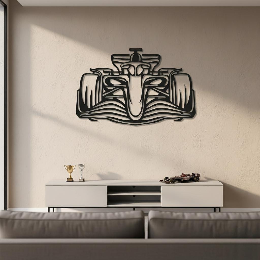 Custom Formula Style Car Metal Wall Art, Personalized Motorsport Sign for Boys Room, Sim Racing Setup Decor, Grand Prix Silhouette Gift image 4